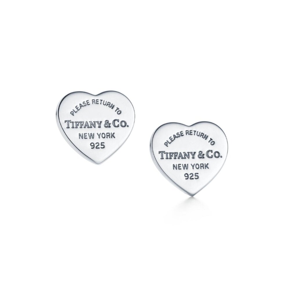 Tiffany & Co Heart Tag Stud Earrings in Silver
